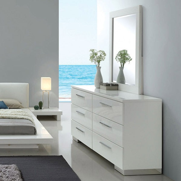 Furniture of America - Christie 6 Piece California King Bedroom Set in Glossy White - CM7550-CK-6SET - GreatFurnitureDeal