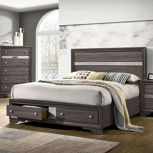 Furniture of America - Chrissy 4 Piece Eastern King Bedroom Set in Gray - CM7552GY-EK-4SET - GreatFurnitureDeal