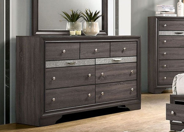 Furniture of America - Chrissy 5 Piece Queen Bedroom Set in Gray - CM7552GY-Q-5SET - Dresser