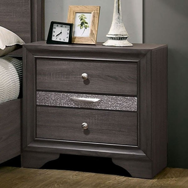 Furniture of America - Chrissy 5 Piece Queen Bedroom Set in Gray - CM7552GY-Q-5SET - Nightstand