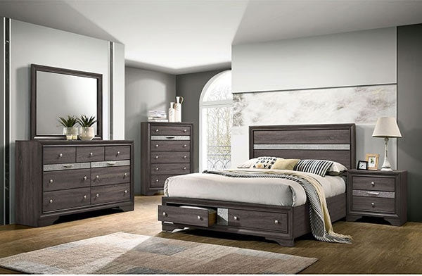 Furniture of America - Chrissy 4 Piece Eastern King Bedroom Set in Gray - CM7552GY-EK-4SET - GreatFurnitureDeal
