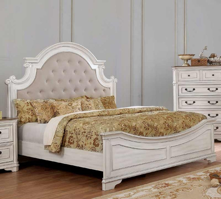 Furniture of America - Pembroke 5 Piece Queen Bedroom Set in Antique White Wash - CM7561-Q-5SET - Queen Bed