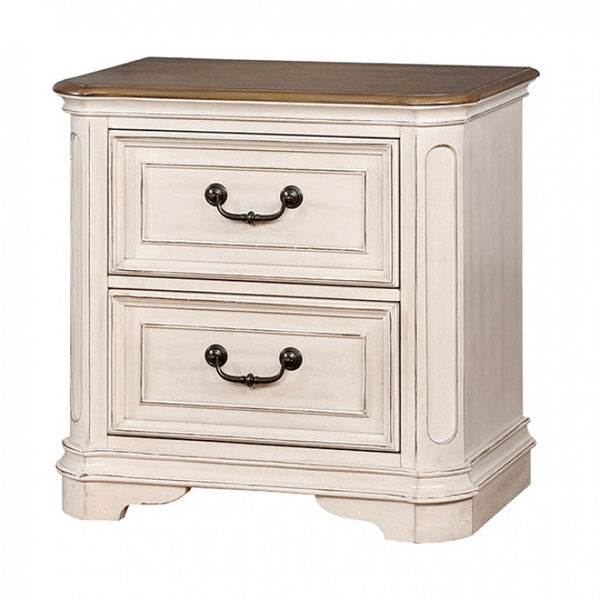 Furniture of America - Pembroke 4 Piece Queen Bedroom Set in Antique White Wash - CM7561-Q-4SET - Nightstand