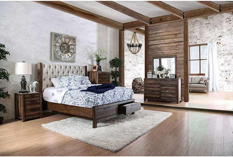Furniture of America - Hutchinson California King Bed in Rustic Natural Tone - CM7577DR-CK - GreatFurnitureDeal