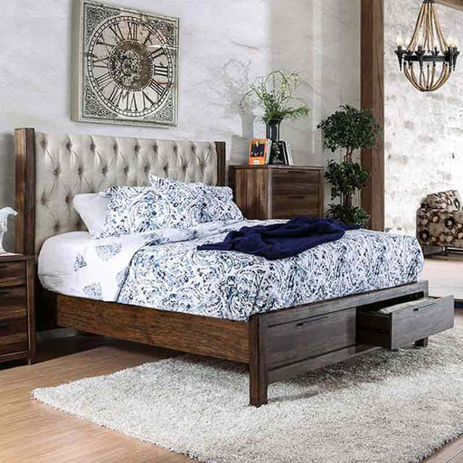 Furniture of America - Hutchinson Eastern King Bed in Rustic Natural Tone - CM7577DR-EK
