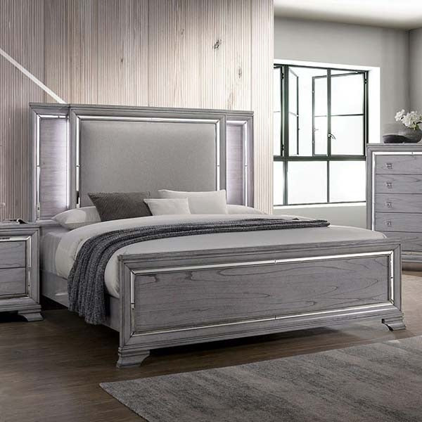 Furniture of America - Alanis 5 Piece Eastern King Bedroom Set in Light Gray - CM7579-EK-5SET - GreatFurnitureDeal