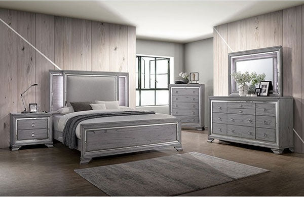 Furniture of America - Alanis 3 Piece Eastern King Bedroom Set in Light Gray - CM7579-EK-3SET