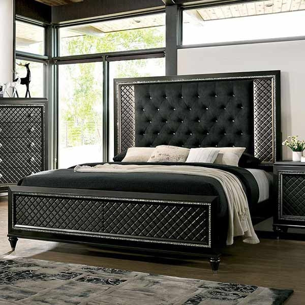 Furniture of America - Demetria 4 Piece Queen Bedroom Set in Metallic Gray - CM7584-Q-4SET - Queen Bed