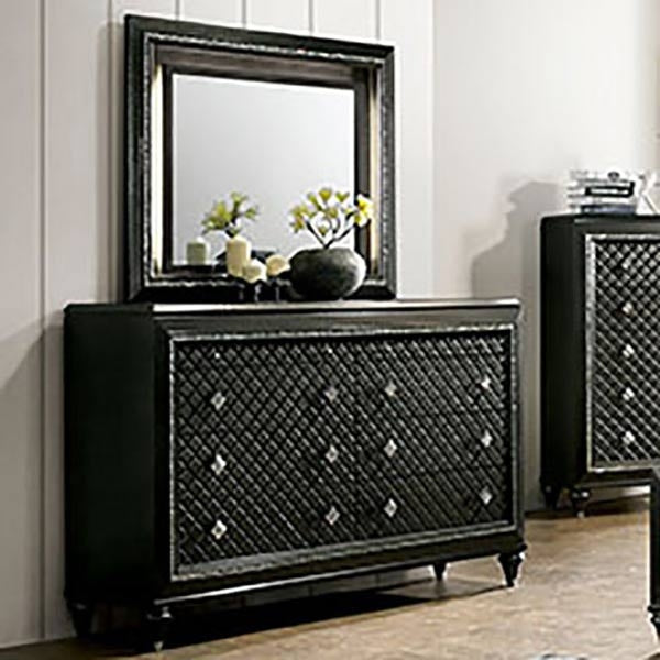 Furniture of America - Demetria 4 Piece Queen Bedroom Set in Metallic Gray - CM7584-Q-4SET - Dresser Set