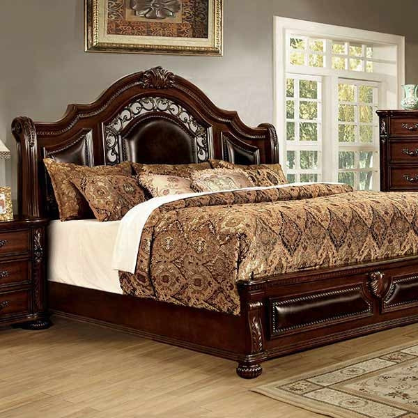 Furniture of America - Flandreau California King Bed in Brown Cherry - CM7588-CK