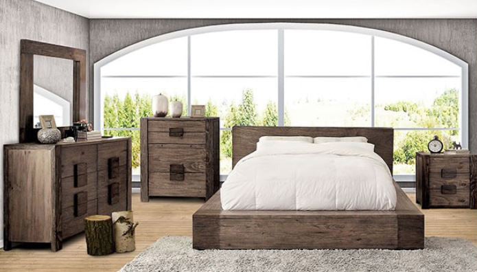 Furniture of America - Janeiro 5 Piece Eastern King Bedroom Set in Rustic Natural Tone - CM7628-EK-5SET