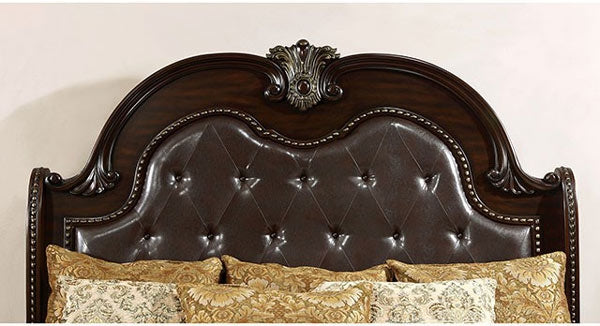 Fromberg 3 Piece Eastern King Bedroom Set in Brown Cherry - CM7670-EK-3SET - Headboard Leather