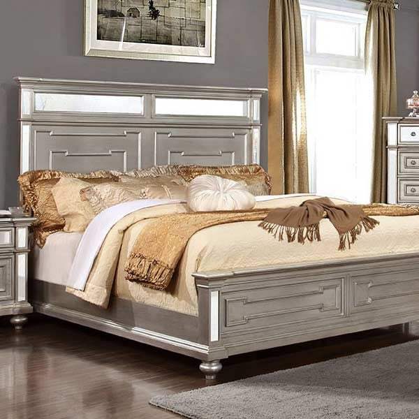 Furniture of America - Salamanca 3 Piece California King Bedroom Set in Silver - CM7673-CK-3SET