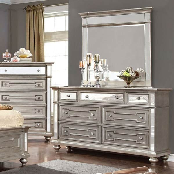 Furniture of America - Salamanca 6 Piece Queen Bedroom Set in Silver - CM7673-Q-6SET - GreatFurnitureDeal
