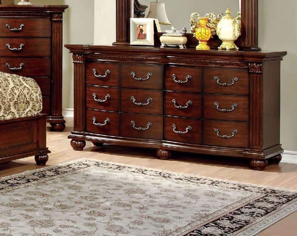 Furniture of America - Grandom 4 Piece California King Bedroom Set in Cherry - CM7736-CK-4SET - Dresser