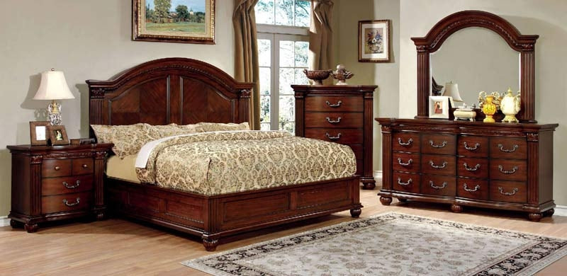 Furniture of America - Grandom Dresser with Mirror in Cherry - CM7736-DM - GreatFurnitureDeal