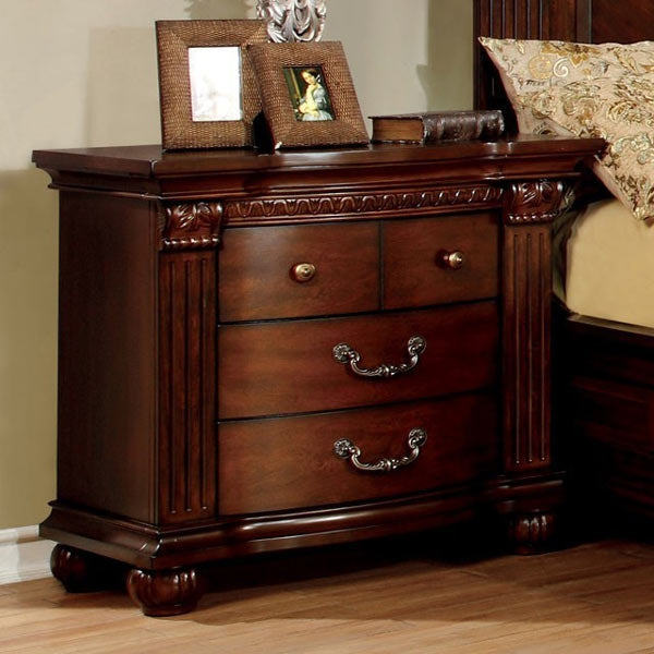 Furniture of America - Grandom 7 Piece Eastern King Bedroom Set in Cherry - CM7736-EK-7SET - Nightstand