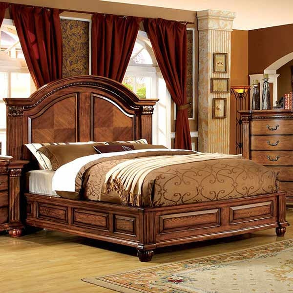 Furniture of America - Bellagrand California King Bed in Antique Tobacco Oak - CM7738-CK
