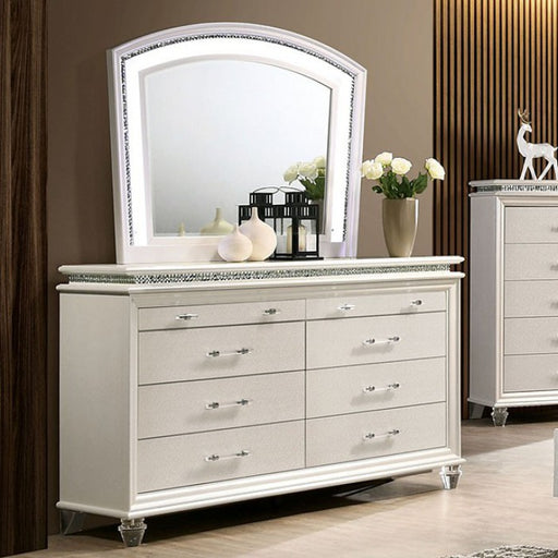 Furniture of America - Maddie Dresser with Mirror in Pearl White - CM7899DM - GreatFurnitureDeal