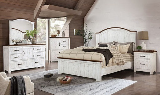 Furniture of America - Alyson 6 Piece California King Bedroom Set in Distressed White - CM7962-CK-6Set - GreatFurnitureDeal