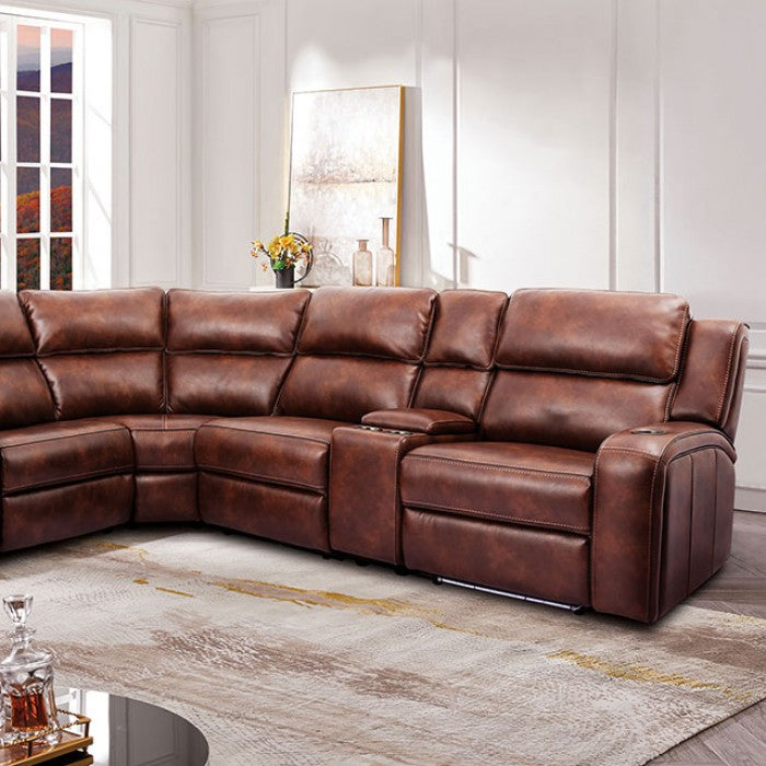 Furniture of America - Callie Power Sectional in Brown - CM9901