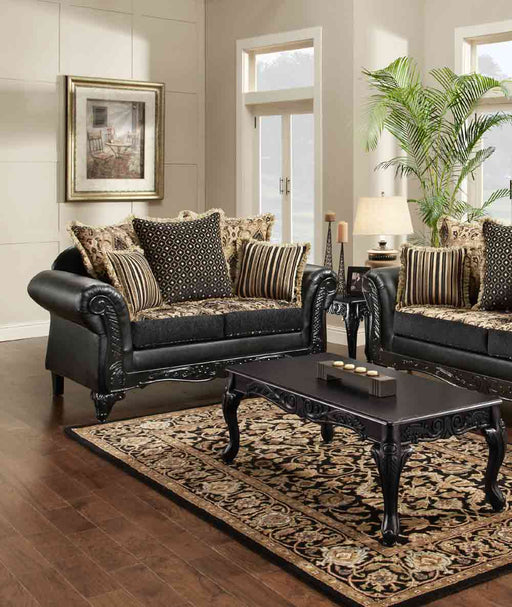 Myco Furniture - Ebony Loveseat in Black-Gold - CN100-L - GreatFurnitureDeal