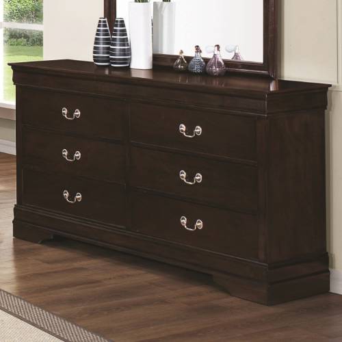 Coaster Furniture - Louis Philippe 6 Drawers Dresser with Silver Bails in Cappuccino - 202413 - GreatFurnitureDeal