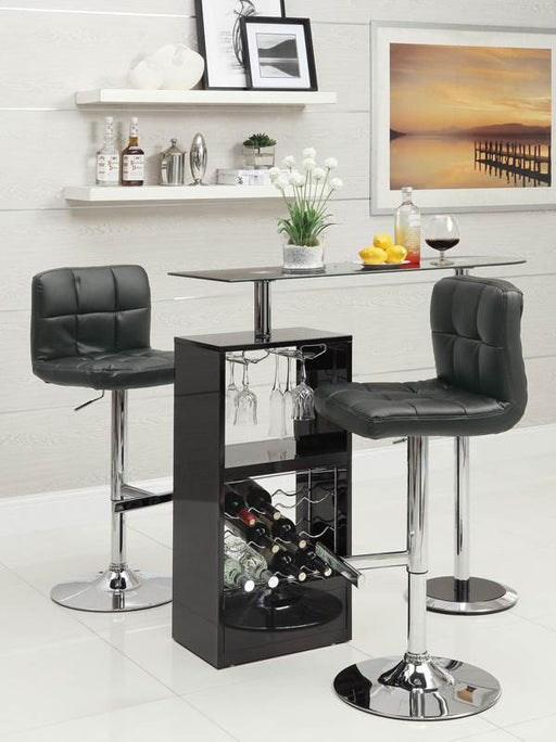 Coaster Furniture - Black-Black Vinyl 3-pc Modern Server Bar Set - 120451-102554 - GreatFurnitureDeal