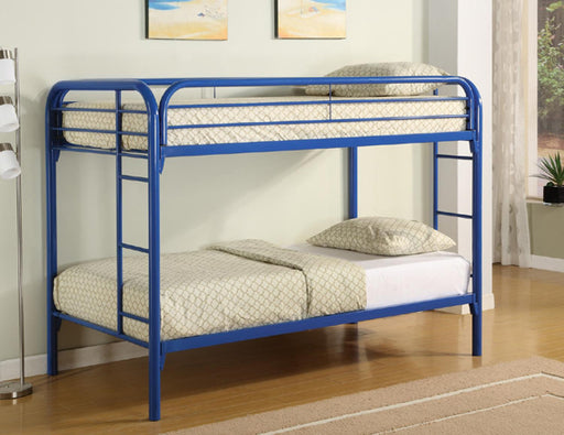 Coaster Furniture - Fordham Blue Twin Over Twin Metal Bunkbed - 2256B - GreatFurnitureDeal