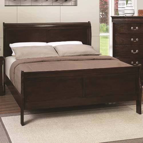 Coaster Furniture - Louis Philippe Queen Panel Sleigh Bed in Cappuccino - 202411Q