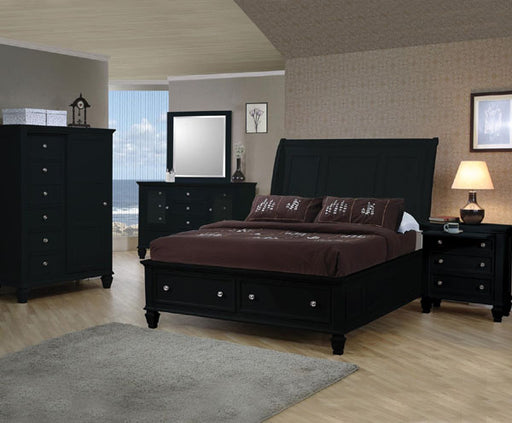Coaster Furniture - Sandy Beach Black 4 Piece Eastern King Sleigh Storage Bedroom Set - 201329EK-4SET