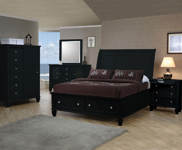 Coaster Furniture - Sandy Beach Black 4 Piece Eastern King Sleigh Storage Bedroom Set - 201329EK-4SET - GreatFurnitureDeal