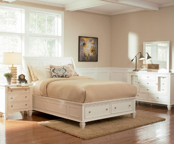 Coaster Furniture - Sandy Beach White 5 Piece Queen Sleigh Storage Bedroom Set - 201309Q-5SET