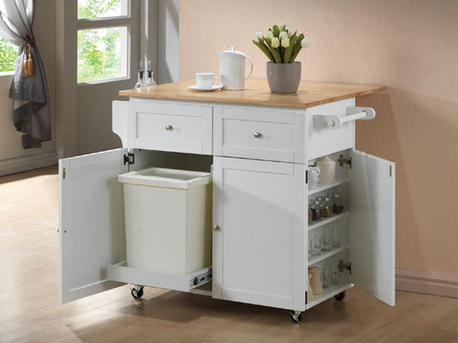 Coaster Furniture - White-Natural Kitchen Cart - 900558 - GreatFurnitureDeal
