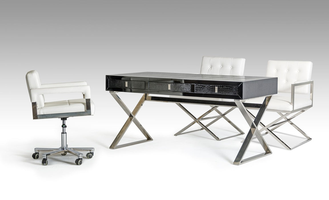 Vig Furniture - A&X Congress Transitional Black Crocodile Desk - VGUNAS706-150-BLK