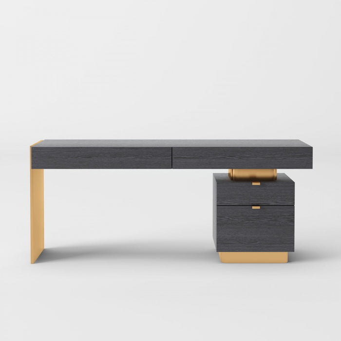 VIG Furniture - Modrest Trahan Modern Grey Elm & Gold Office Desk - VGBBMQ2101-GRY-DESK