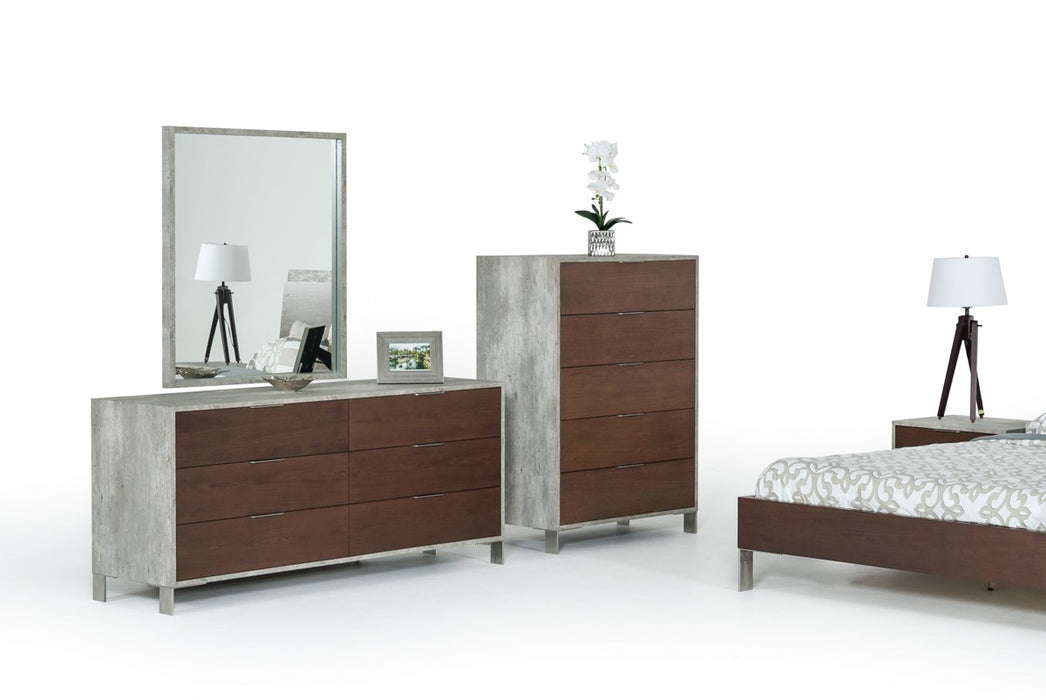 VIG Furniture - Nova Domus Conner Modern Dark Walnut & Faux Concrete Bedroom Set - VGAN-CONNER-SET-DK - GreatFurnitureDeal