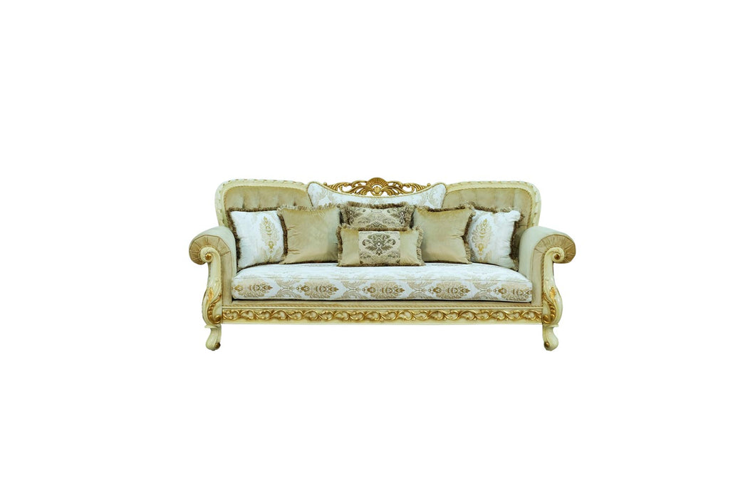 European Furniture - Fantasia 4 Piece Living Room Set in Gold-Off White - 40015-4SET