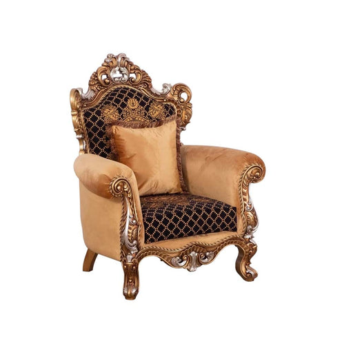European Furniture - Emperador Luxury Chair in Antique Brown with Antique Silver Blended with Light Gold - 42035-C - GreatFurnitureDeal