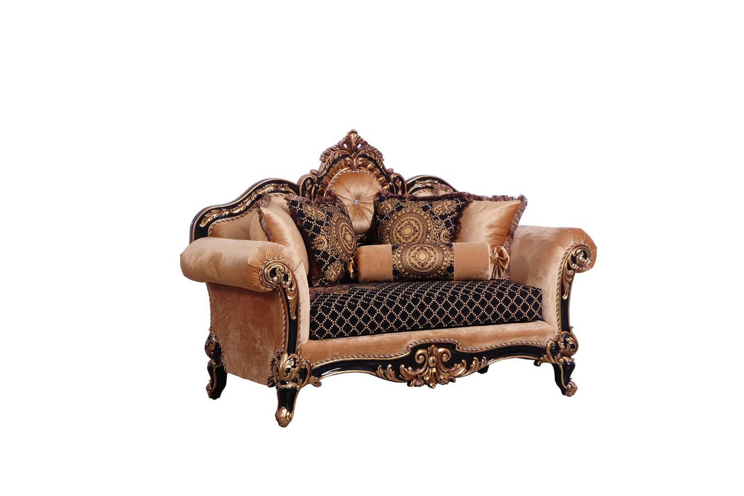 European Furniture - Raffaello 4 Piece Living Room Set in Black Gold - 41024-4SET