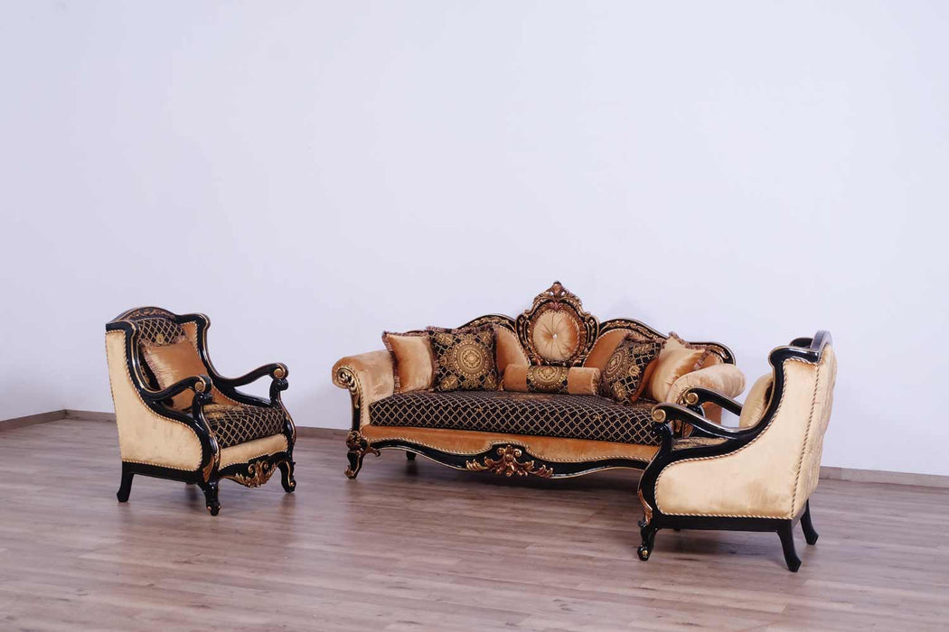 European Furniture - Raffaello 4 Piece Living Room Set in Black Gold - 41024-4SET