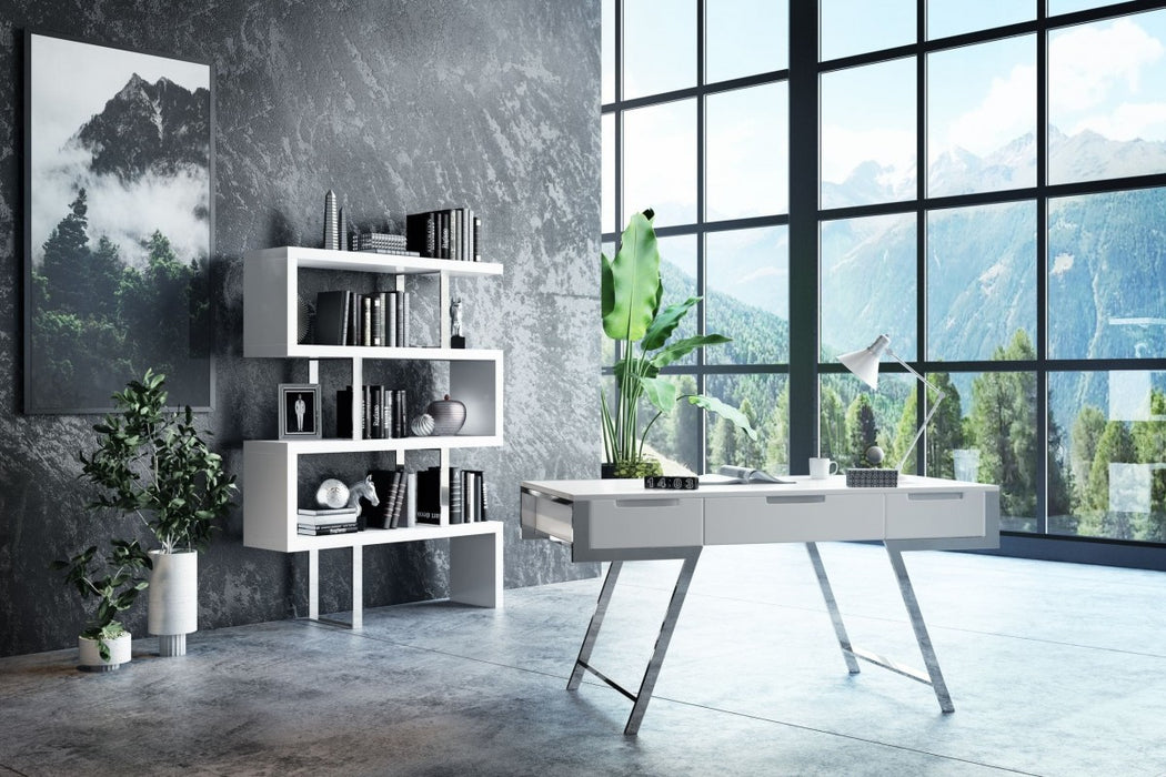 Vig Furniture - Modrest Maze Modern White High Gloss Bookcase - VGBBMD105-WHT - GreatFurnitureDeal