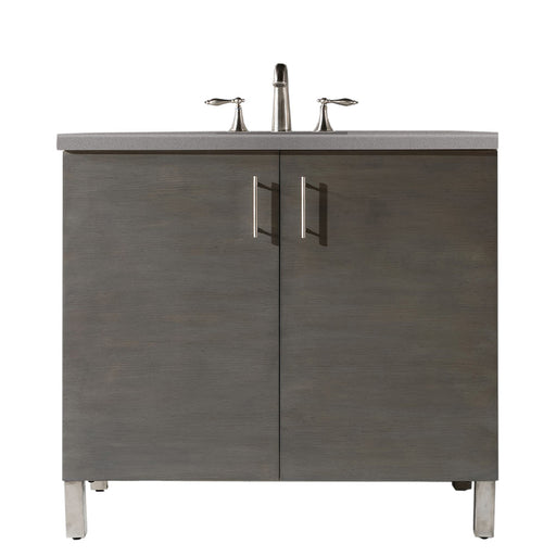 James Martin Furniture - Metropolitan 36" Single Vanity, Silver Oak, w- 3 CM Grey Expo Quartz Top - 850-V36-SOK-3GEX - GreatFurnitureDeal