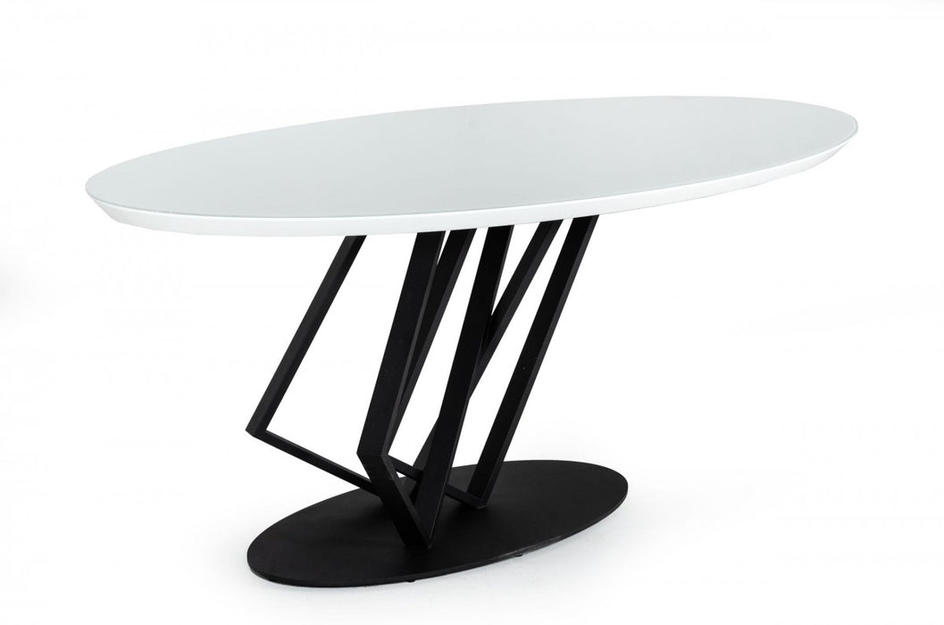 VIG Furniture - Modrest Corbett - Modern High Gloss White w- Frosted Glass Dining Table - VGVCT1920-3