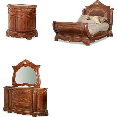 AICO Furniture - Cortina 4 Piece Queen Sleigh Bedroom Set - N65000QNSL-28-4SET - GreatFurnitureDeal