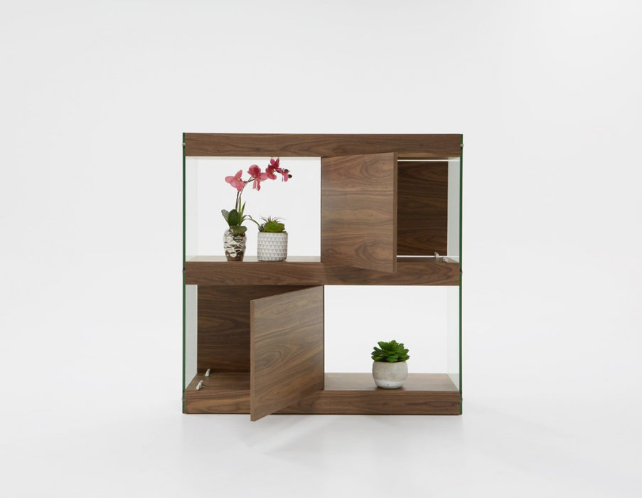 VIG Furniture - Modrest Aura Modern Walnut & Glass Square Cabinet - VGCNCP0602E-WAL - GreatFurnitureDeal