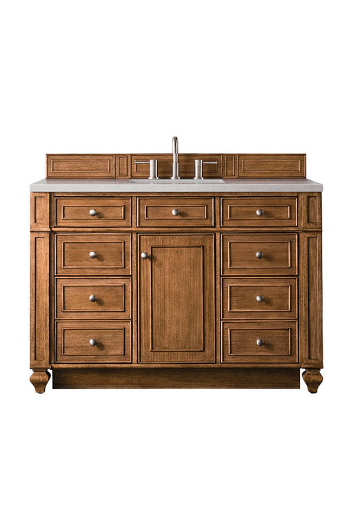 James Martin Furniture - Bristol 48" Single Vanity, Saddle Brown, w- 3 CM Eternal Serena Quartz Top - 157-V48-SBR-3ESR - GreatFurnitureDeal