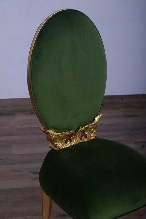 European Furniture - Luxor 5 Piece Luxury Dining Table Set in Green & Light Gold - 68582-68582EM-5SET - GreatFurnitureDeal