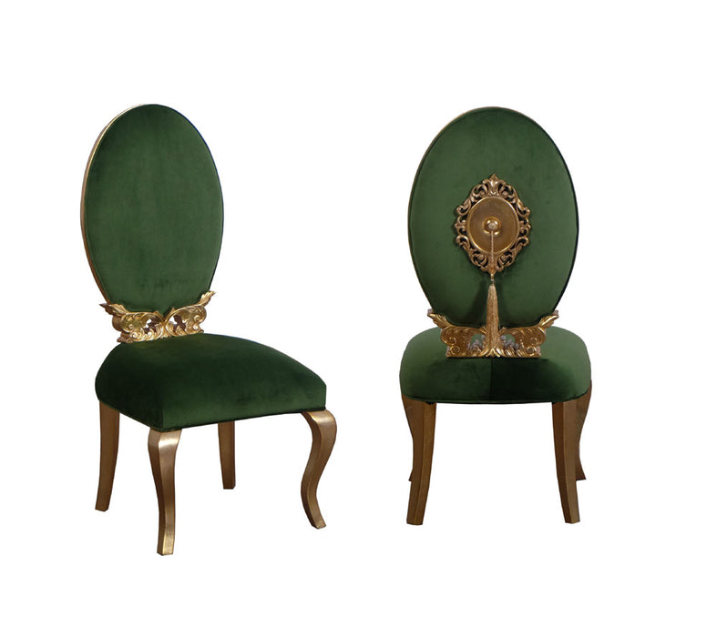 European Furniture - Luxor Luxury Side Chair in Green - Set of 2 - 68582EM-SC - GreatFurnitureDeal