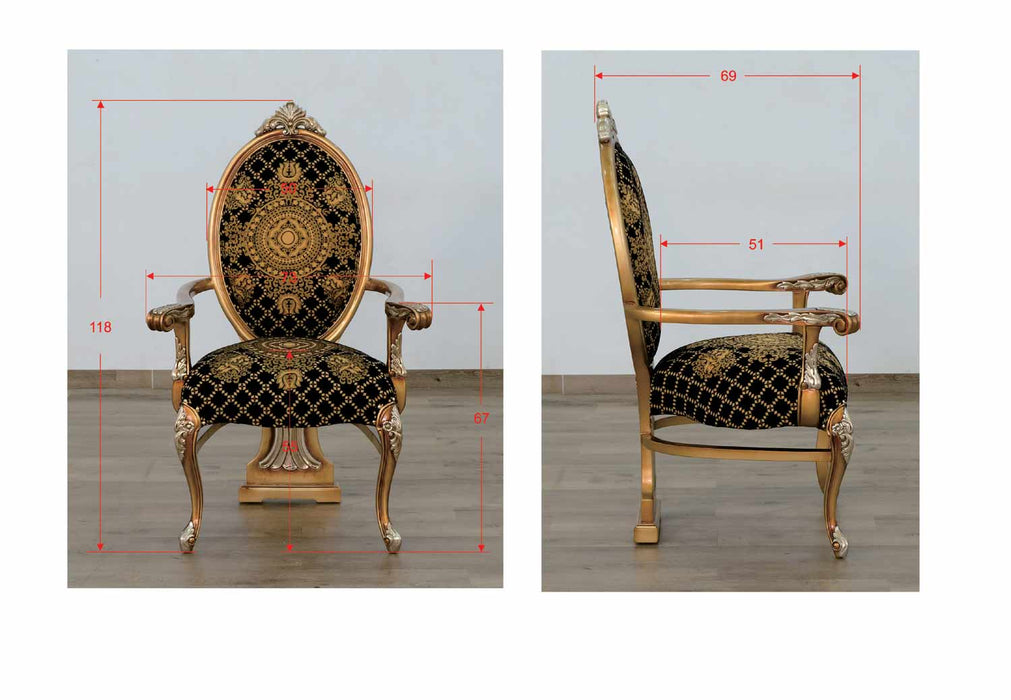 European Furniture - Emperador 7 Piece Dining Room Set in Black and Gold - 42034-7SET